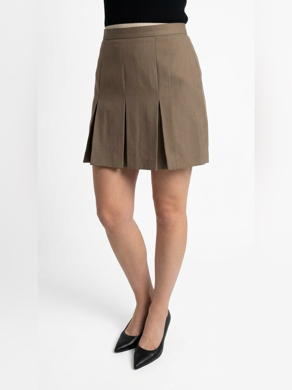 AQUASCUTUM WOOL BLEND PLEATED MINI SKIRT SIZE 6 WOMENS